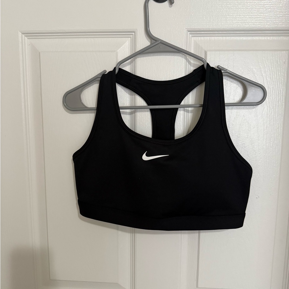 Nike Women's Black Sports Bra with White Logo